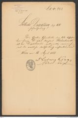 k.k. naturhistorisches Hofmuseum, Intendanzakten 1885-1896 (Hauer), Aktenzahl Z.251/1888, Seite 1